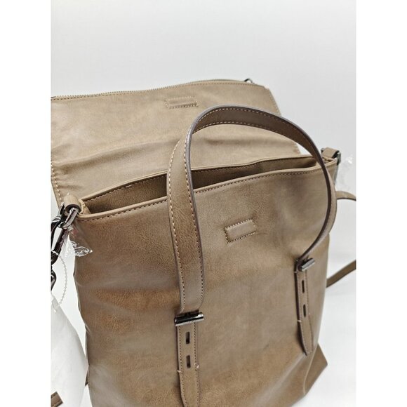 Calvin Klein Aurora Faux Leather Convertible Tote Backpack- Brown/taupe main image 10